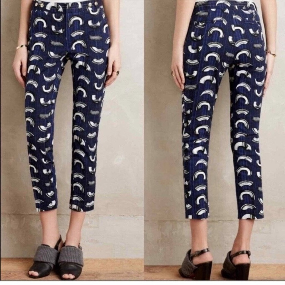 Anthropologie cartonnier Charlie trouser brush strokes size 4